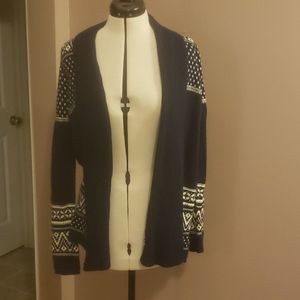 Navy and white knit sweater